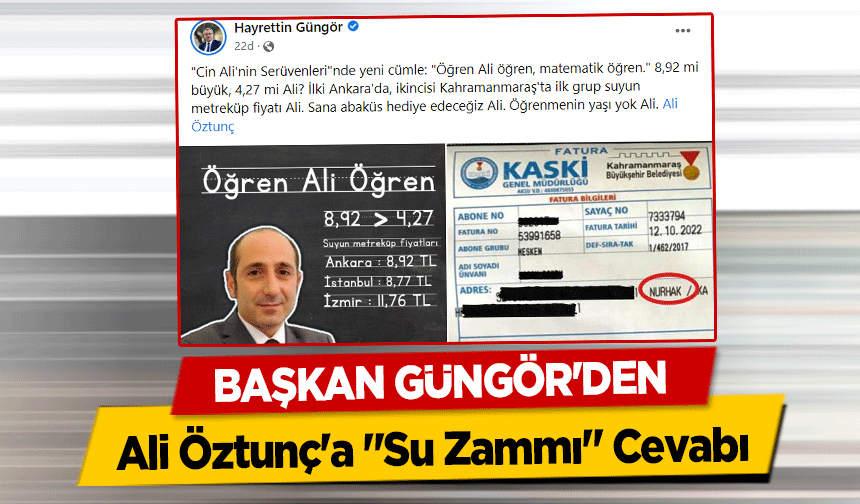 Başkan Güngör'den Ali Öztunç'a ‘Su Zammı’ Cevabı