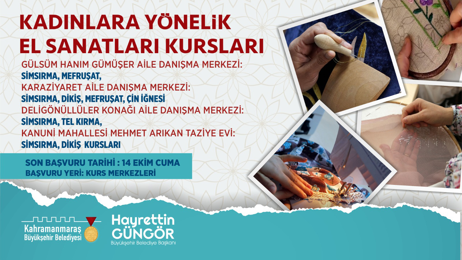 Kahramanmaraş’ta El Sanatları Kursu için Kayıtlar Başladı