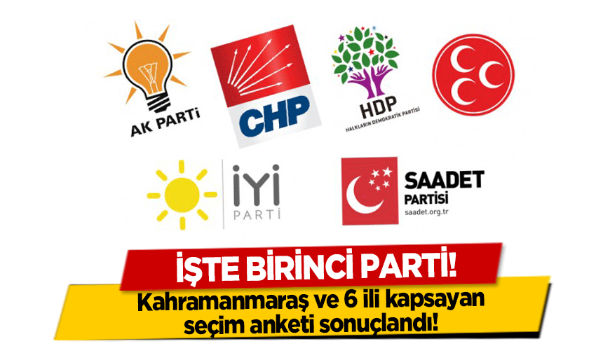 Kahramanmaraş ve 6 ili kapsayan seçim anketi sonuçlandı! İşte birinci parti!
