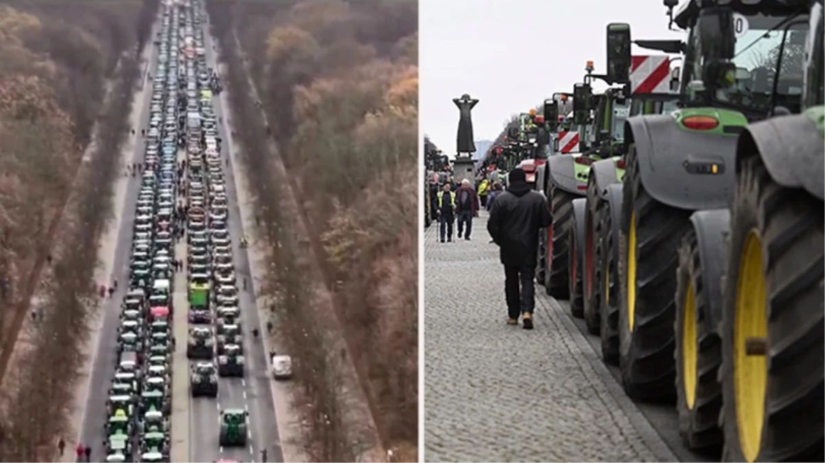 Çiftçiler ayaklandı! Traktörlerle Kilometrelerce Kuyruk