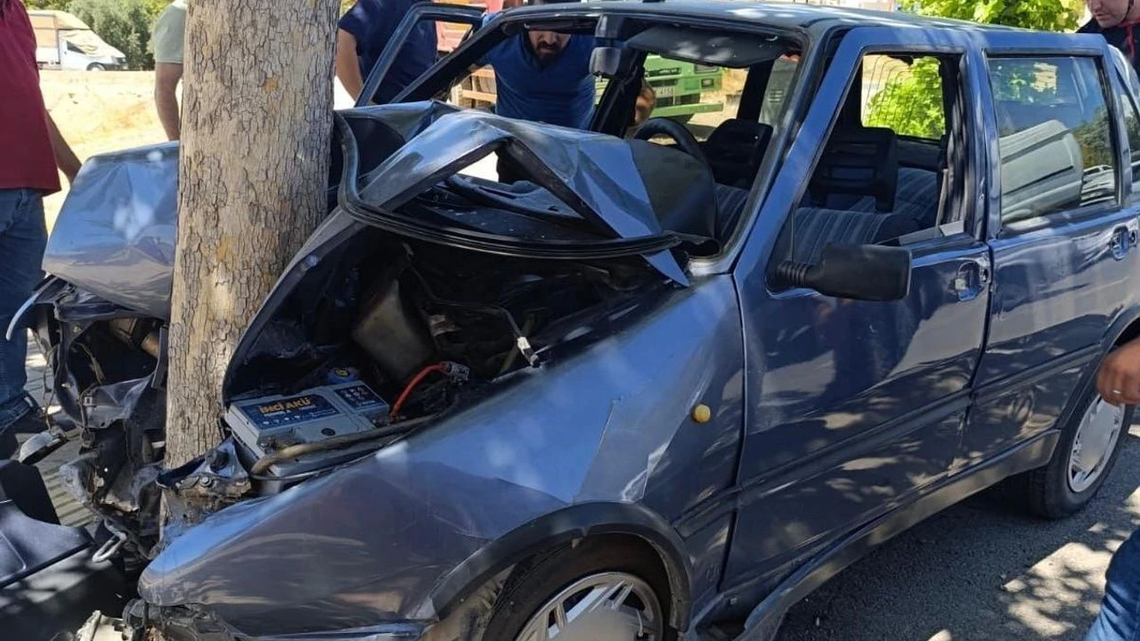 Kahramanmaraş'ta feci kaza: Kontrolden çıkan araç ağaca tosladı